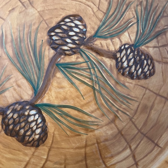 Stoneware Chip and Dip Set Home and Garden Party NORTHWOODS Evergreen Pine Cone - Picture 3 of 9